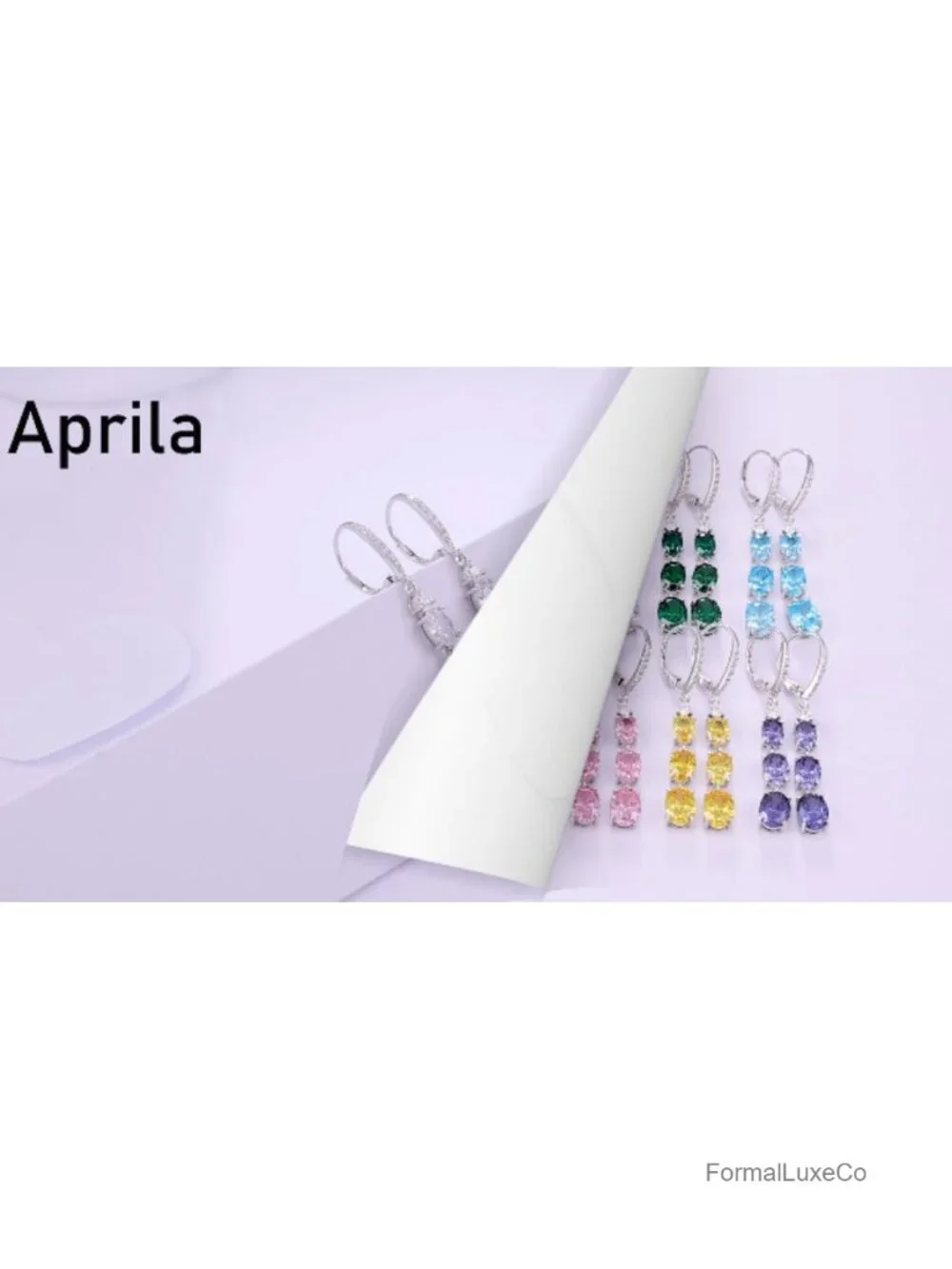 Sterling Silver Birthstone Drop Dangle Earrings Cubic Zirconia Leverback